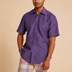 Elite Core ReflectiveDetails Inserch SS Linen Shirt SS717-00068 Eggplant