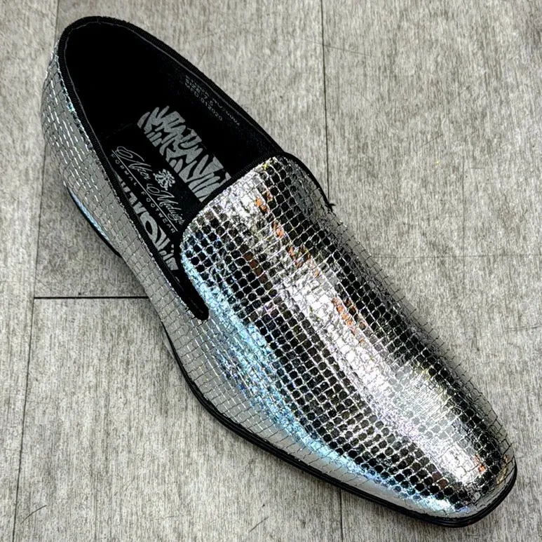 Exclusive Formal Dress Shoe Silver 6882 Stretch Fabric Weekend Trip