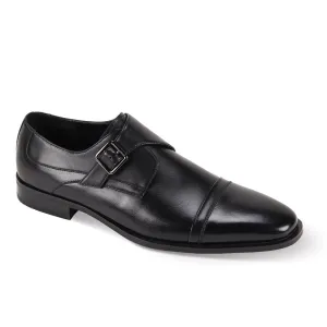 Regal Stride Black Cap Toe Monk Strap Shoes ?C Genuine Leather Impact Dispersion System Synthetic