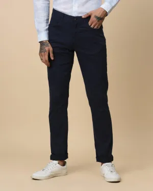 Roger Casual Deep Navy Solid Khakis - Reynold Base Layer Fashionable Cut