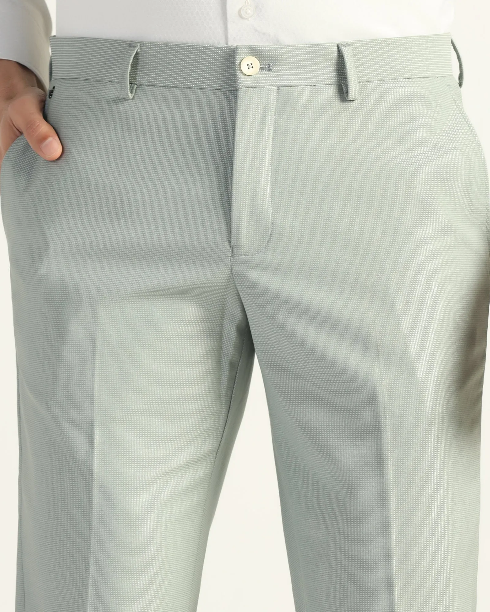 Slim Comfort B-95 Formal Mint Textured Trouser - Amor Stay Comfortable Soft Touch Material