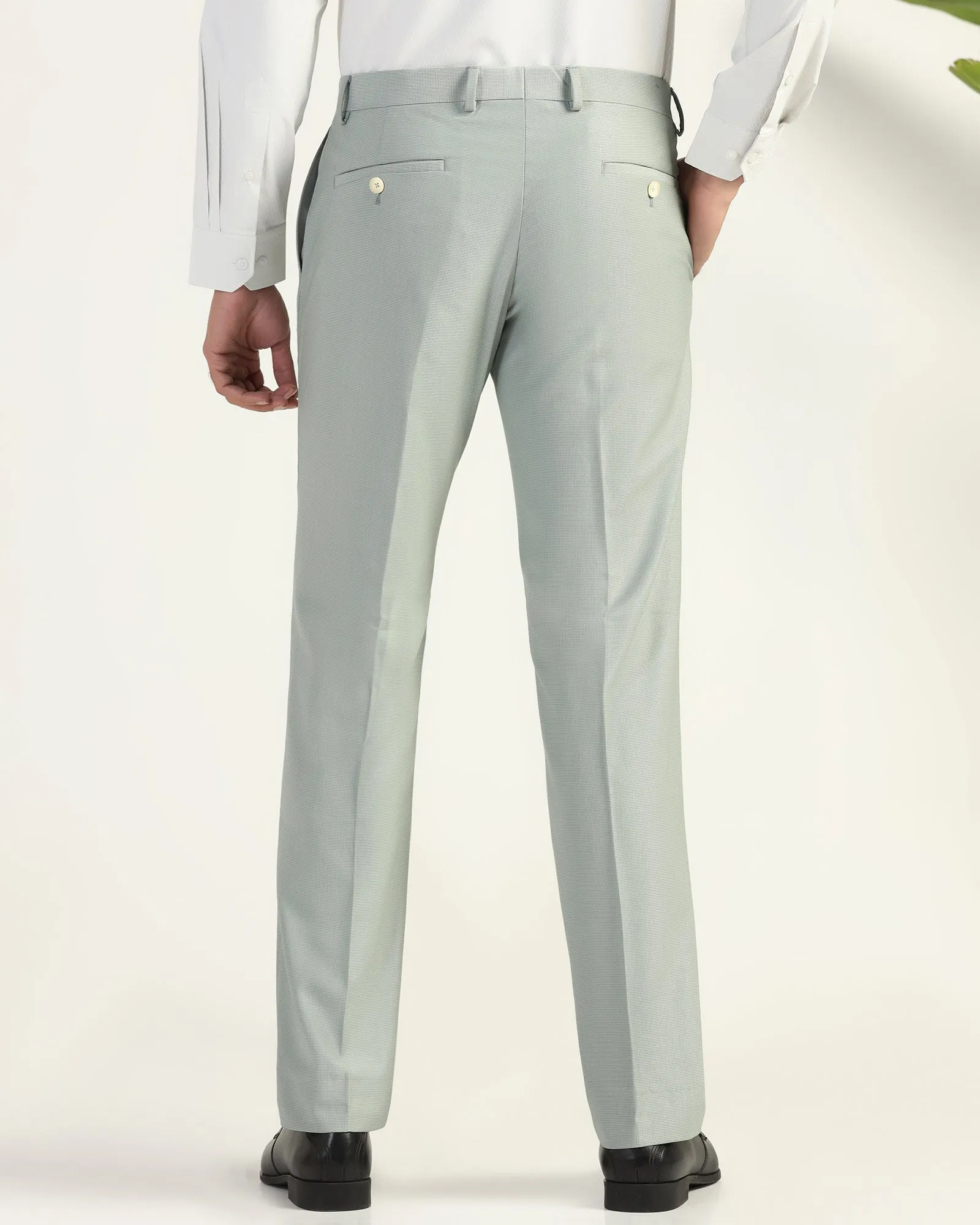 Smooth zipper closure Weekend Comfort Slim Comfort B-95 Formal Mint Textured Trouser - Amor