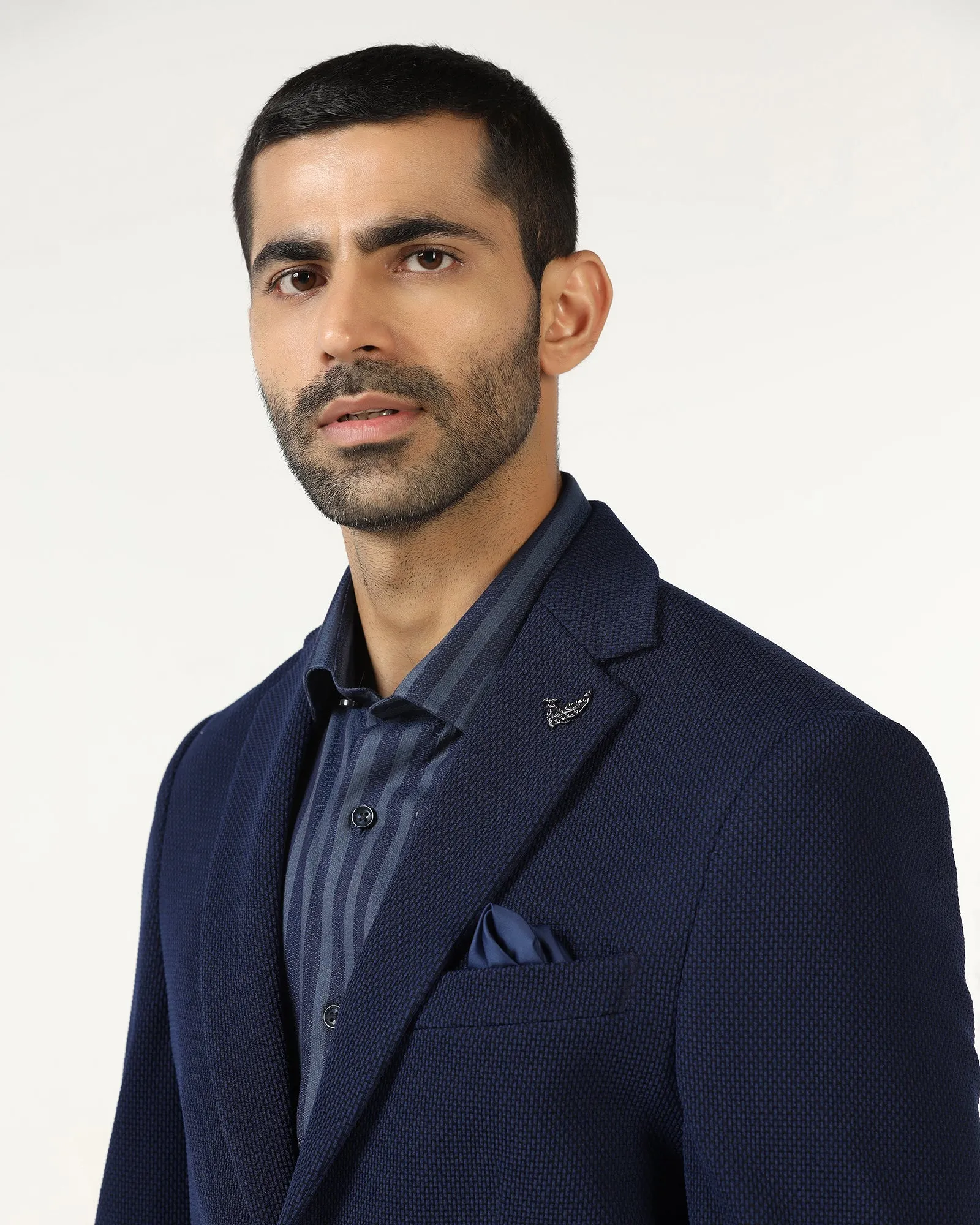 Cold Resist elastic waistband Navy Textured Blazer - Campari