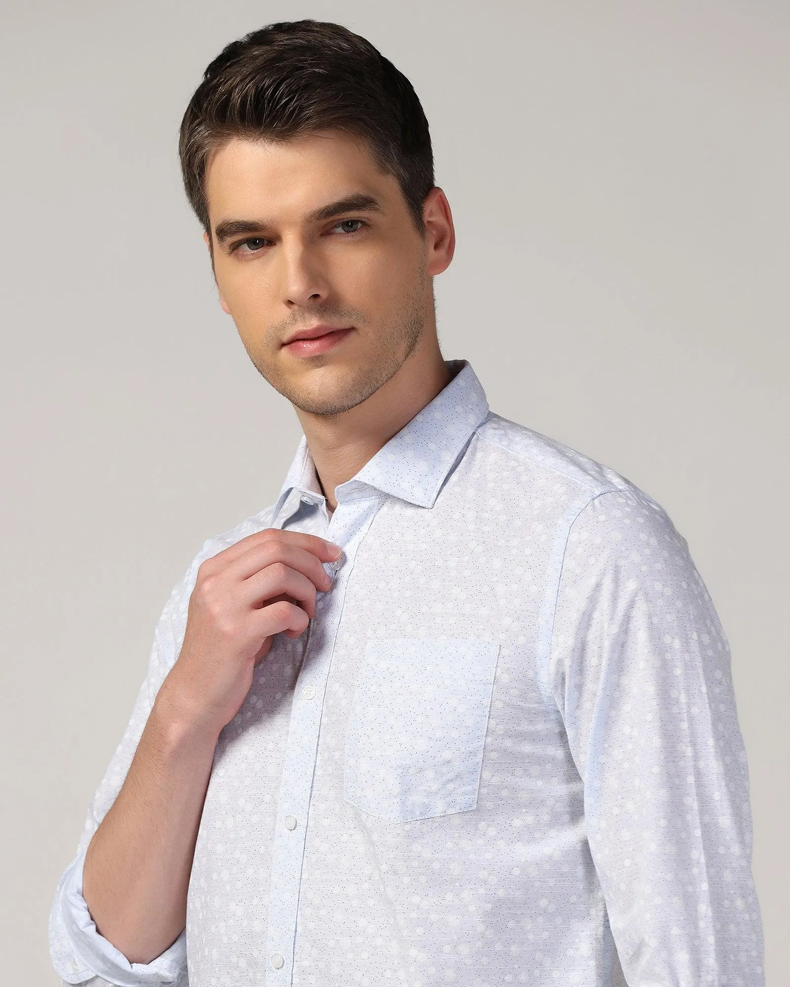 Casual Blue Printed Shirt - Salsa Urban Fashion Smooth Cotton Blend