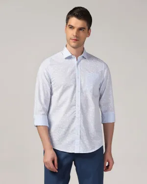 Casual Blue Printed Shirt - Salsa Smooth Zipper Design Coffee Run