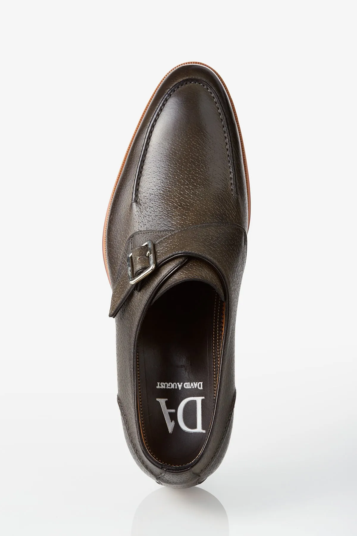 David August Leather Single Buckle Monk-strap Shoes in Graphite Grey Snow Grip