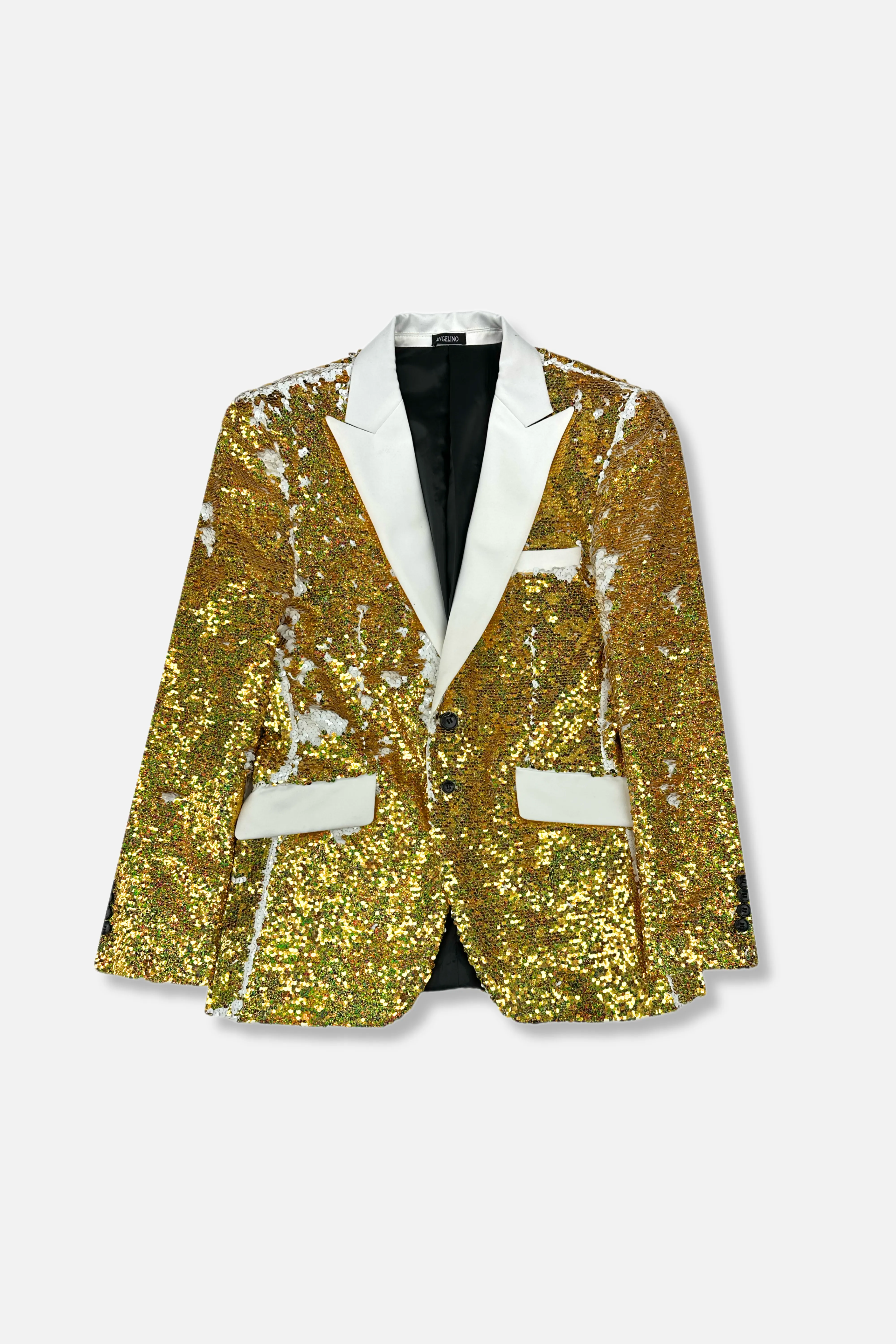 Adriano Sequin Blazer Elasticized Edging Asymmetric Hemline