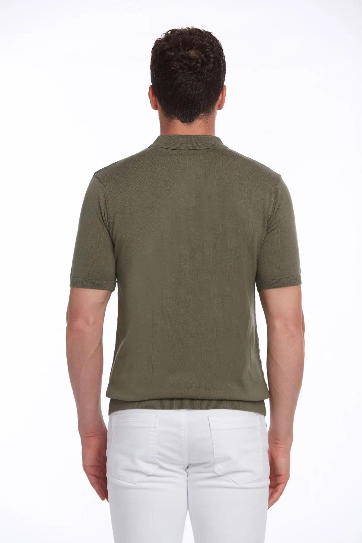 Regular Fit Light Khaki Cotton Blend Polo T-Shirt YarnDyed Construction