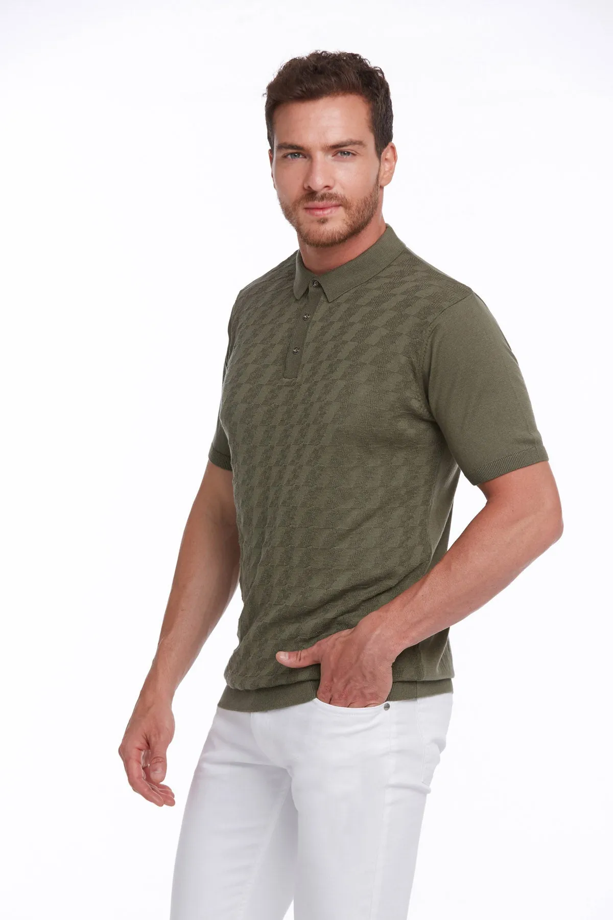 Travel Staple Layering Staple Regular Fit Light Khaki Cotton Blend Polo T-Shirt