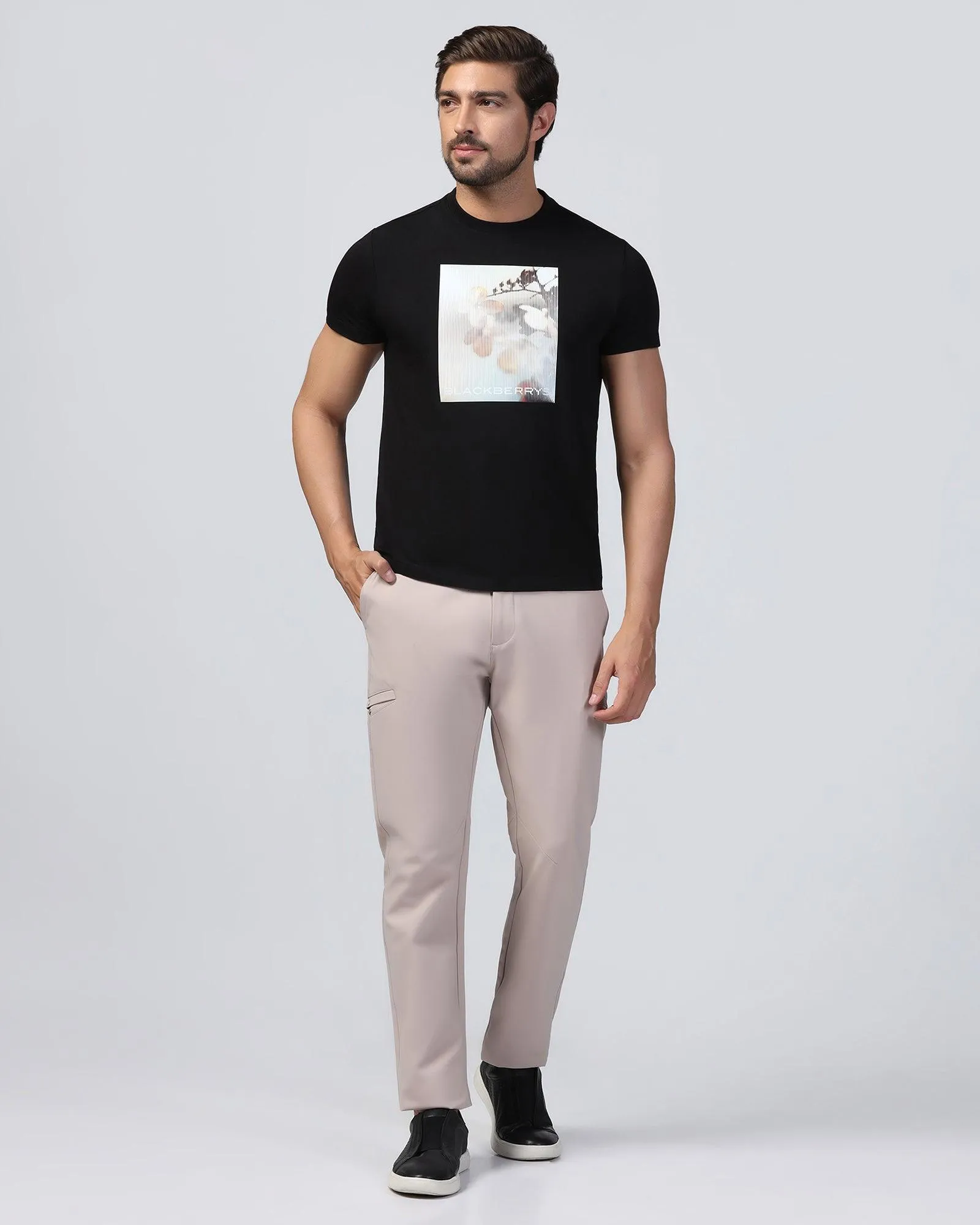 Plaid detail TechPro Casual Beige Solid Khakis - Togg