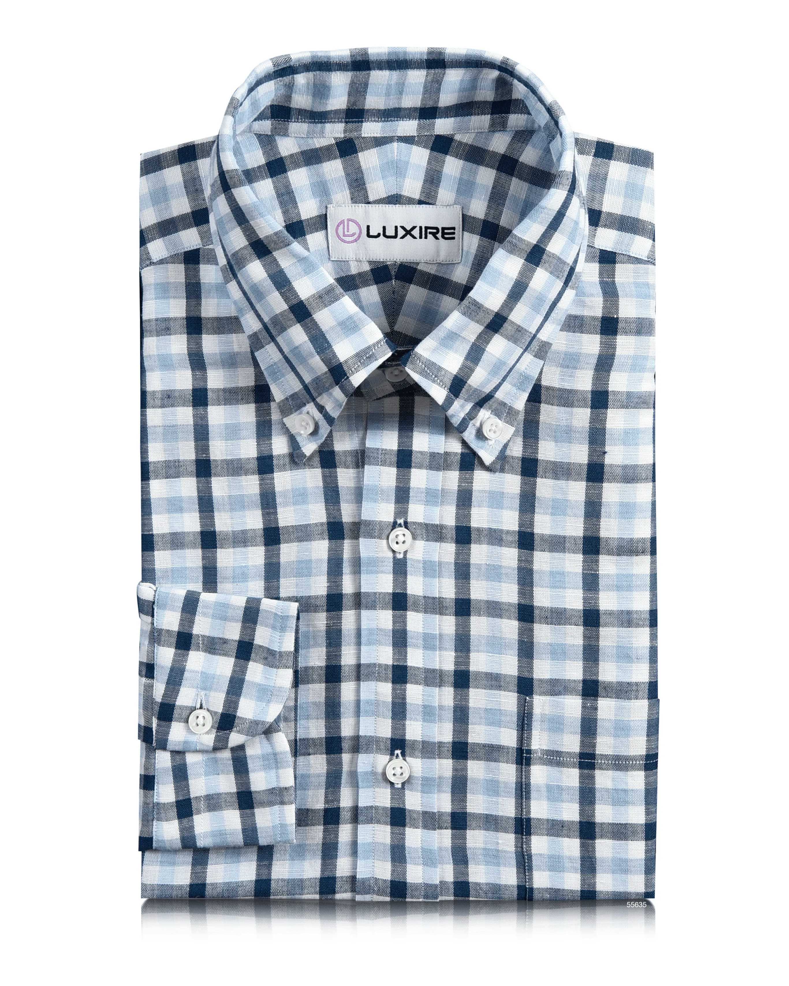 Legend Fit Cotton Linen: Shades Of Blue Checks
