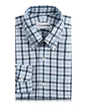 Legend Fit Cotton Linen: Shades Of Blue Checks