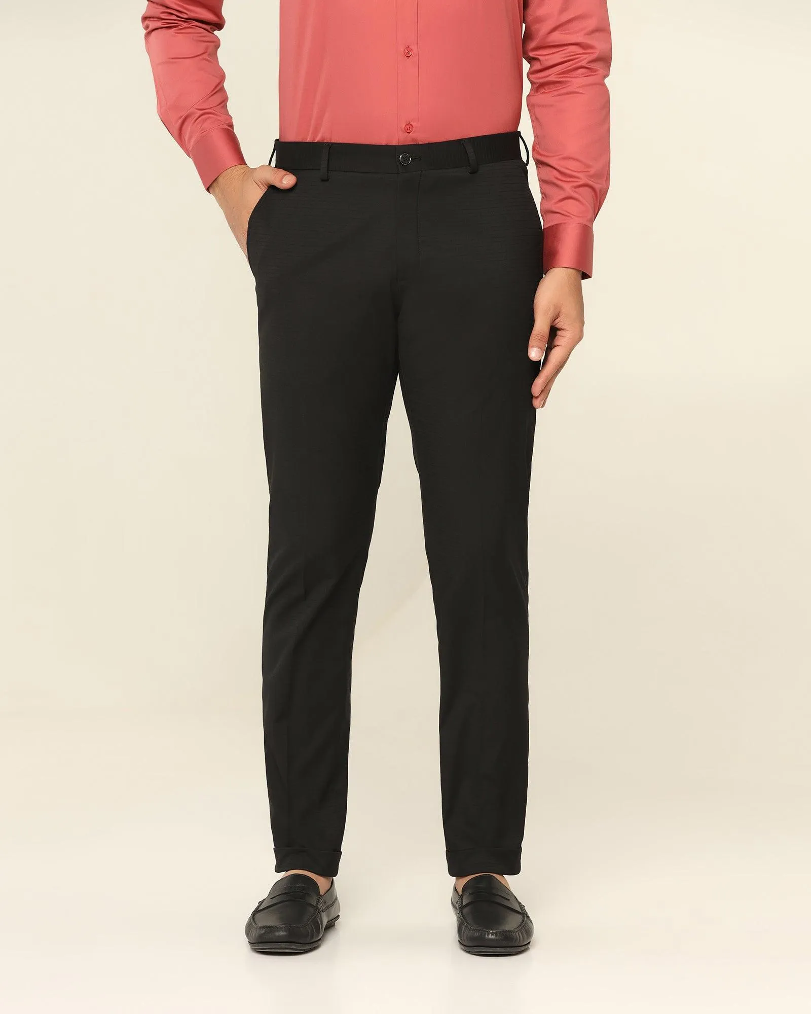 Sleek Fit Thermal Regulating TechPro Super Slim Phoenix Formal Black Striped Trouser - Tofort