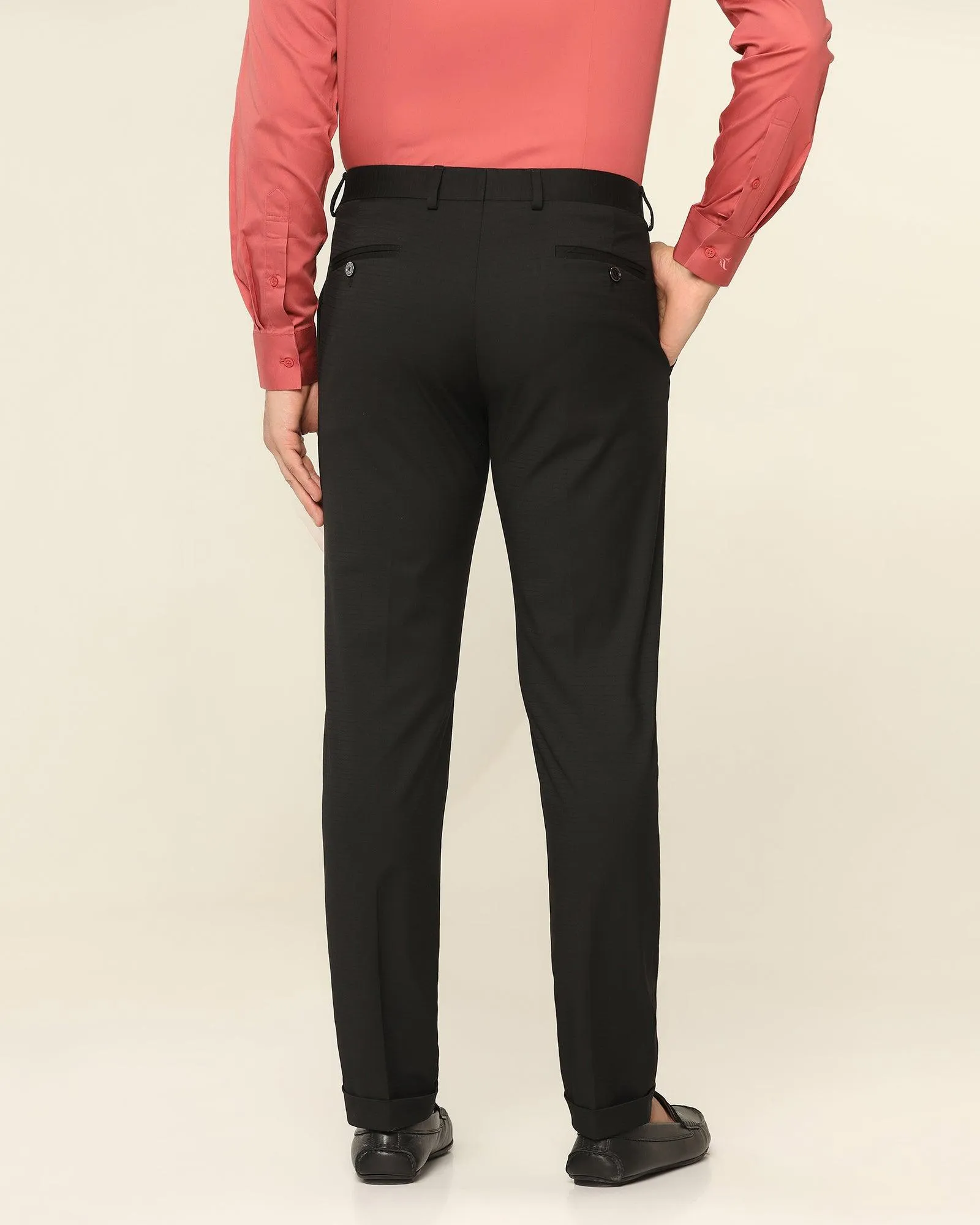 Basic Utility Quick-Dry Material TechPro Super Slim Phoenix Formal Black Striped Trouser - Tofort
