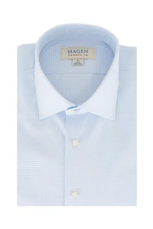 tall size Eco-friendly Light Blue Mini Houndstooth Dress Shirt