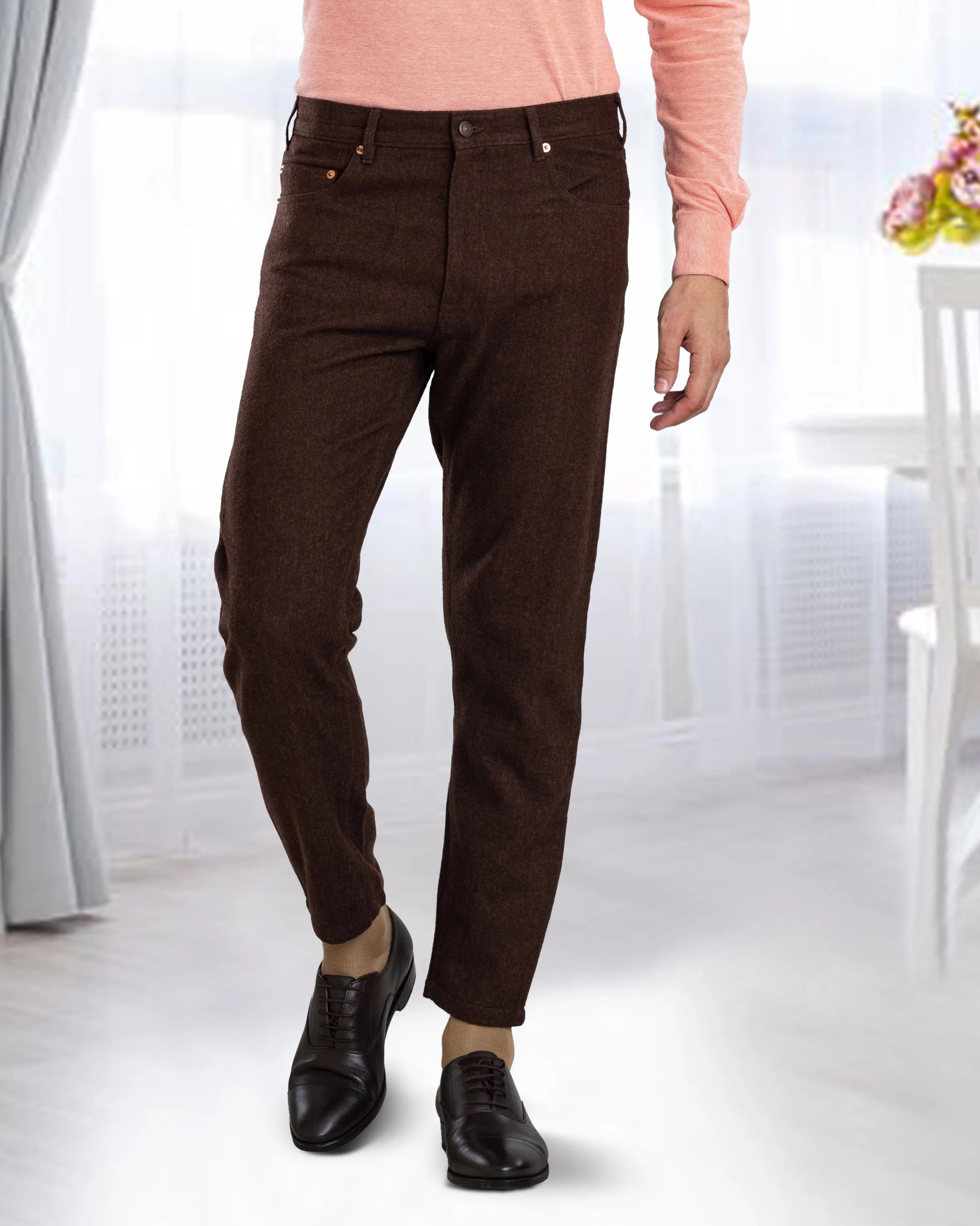 Daily Essentials Brown Wool Jeans
