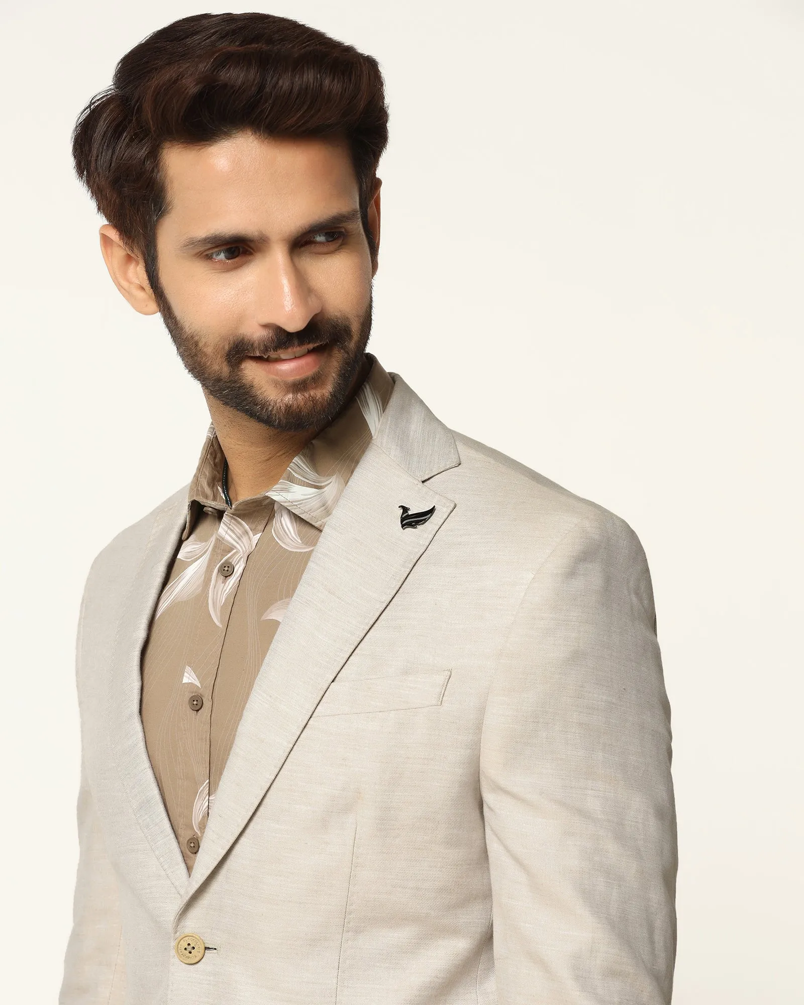 Soft Weather Wear Formal Beige Solid Blazer - Gravity