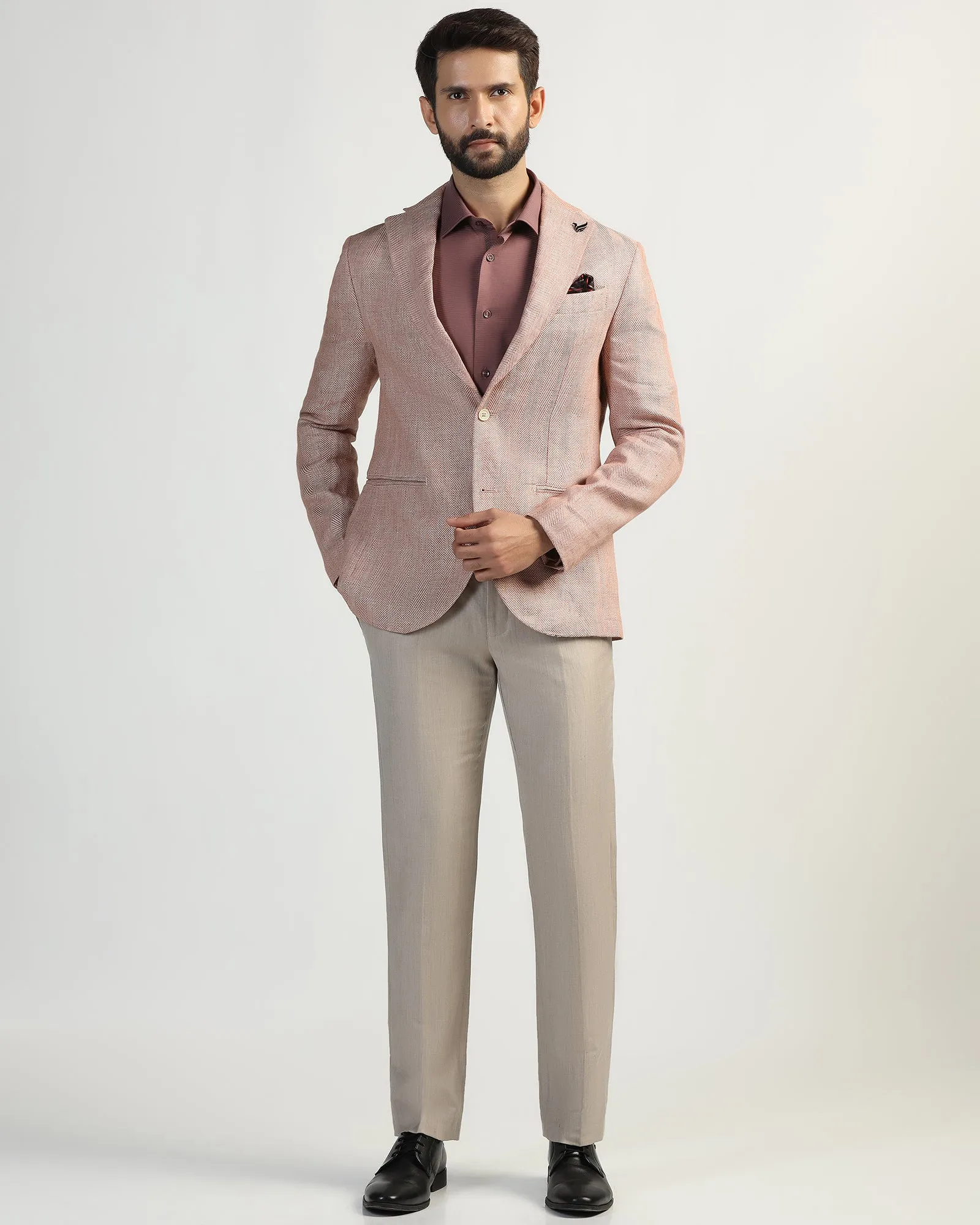 Linen Formal Rust Textured Blazer - Nero Taped Seam Waterproofing TemperatureRegulating Tech