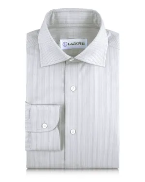 Colorfast Technology Linen:Vertical Grey Pinstripes on white