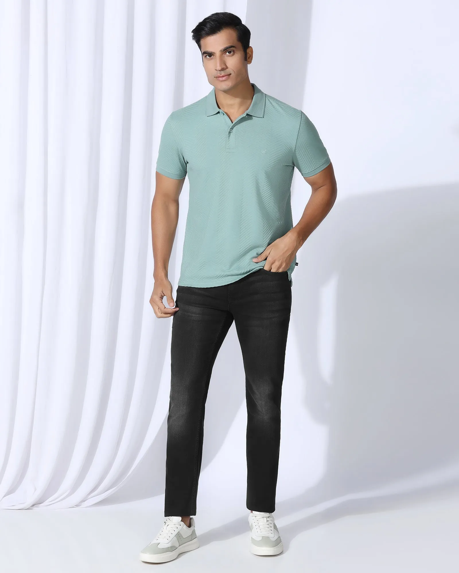 Multi Pocket Design Neutral Style Superflex Slim Yonk Fit Black Jeans - Ambros