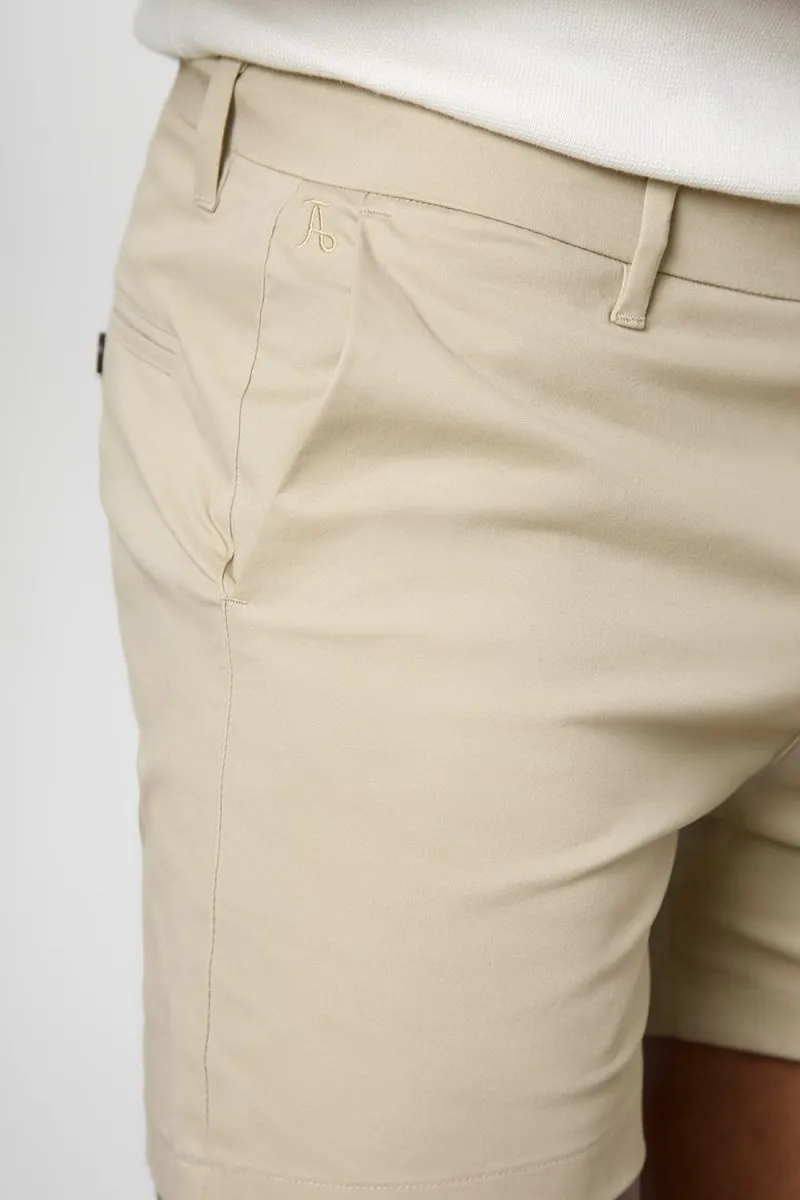 Athletic Fit Chino Shorts 5'' in Stone Hassle free maintenance Perfect Comfort