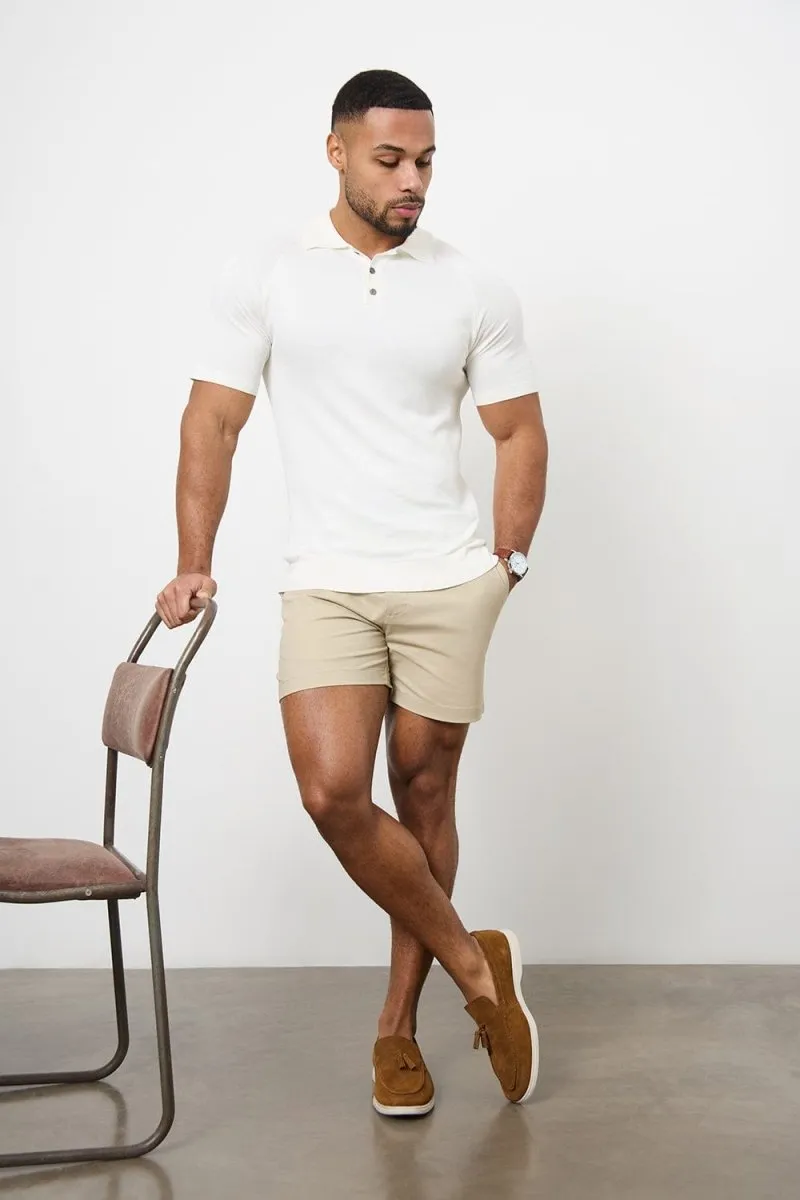 Lightweight Comfort Sporty Layer Athletic Fit Chino Shorts 5'' in Stone