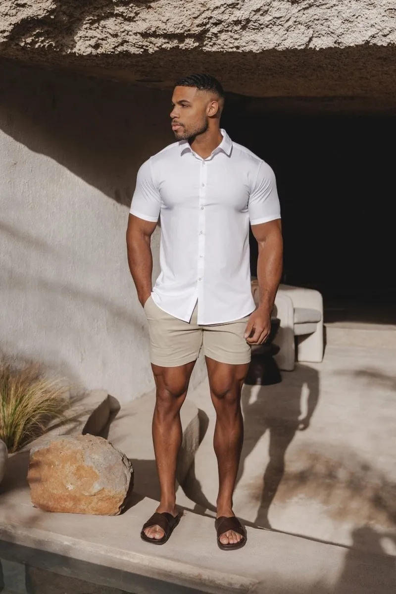 Quick Response Fit Athletic Fit Chino Shorts 5'' in Stone