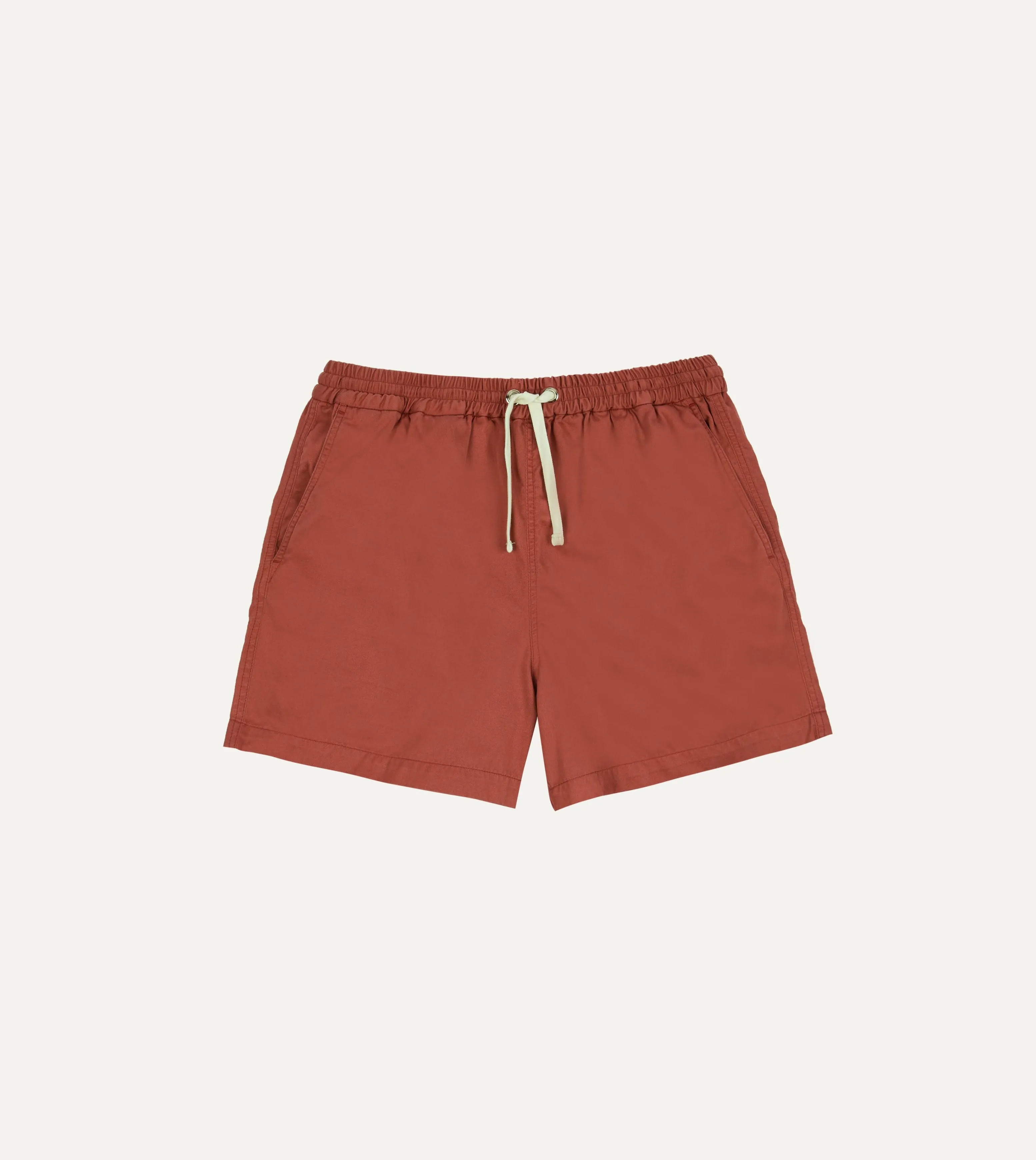Washed Red Drawstring Shorts Functional Design