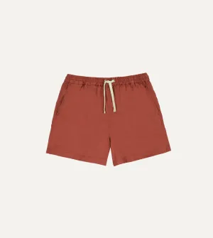 Washed Red Drawstring Shorts Functional Design