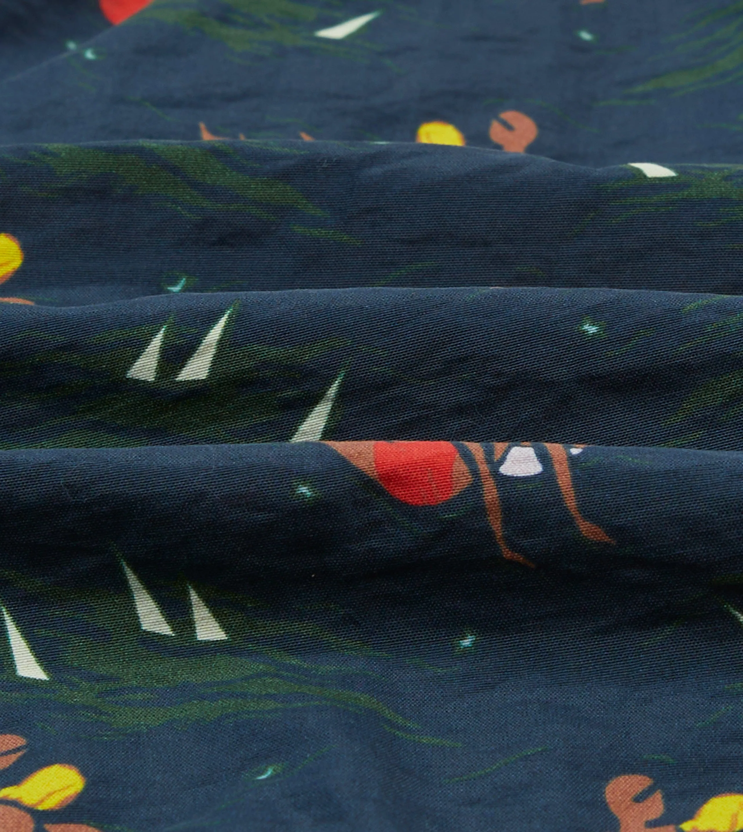 Bathers Print Nylon Drawstring Swim Shorts embroidery work