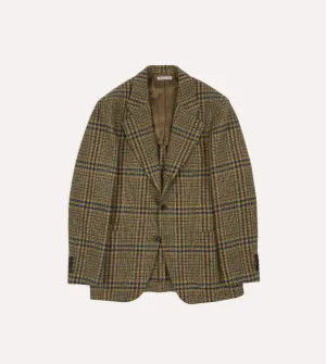 Brown and Teal Prince of Wales Check Tweed Blazer Seamless construction