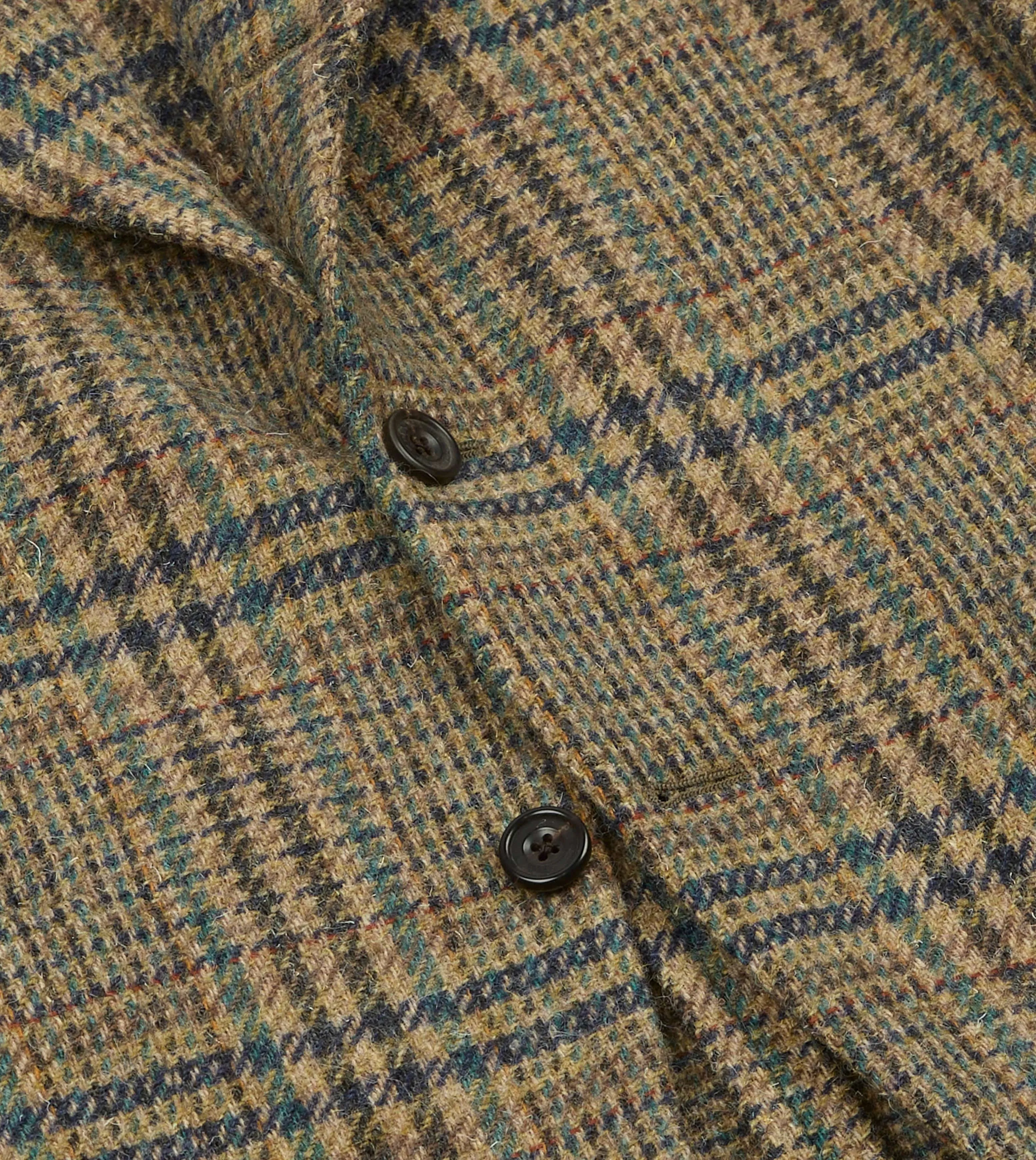 Seamless Design Dry Weather Look Brown and Teal Prince of Wales Check Tweed Blazer