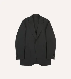 Charcoal Tropical Wool Tailored Jacket Fray Resistant Edges