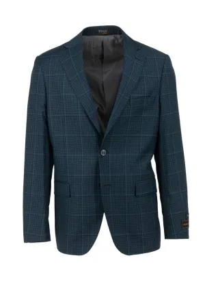 Tiglio Luxe Green and Black Mini Check with Windowpane Dolcetto Modern Fit, Pure Wool Jacket TL3310 Layer Friendly Shape
