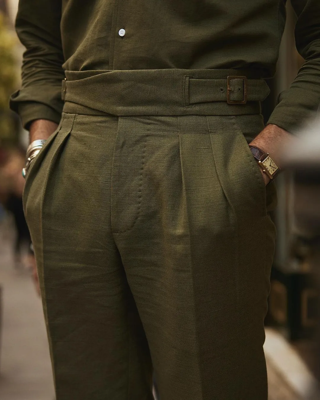 Comfy All-Day Gurkha Pant in Linen Cotton Canvas: Olive