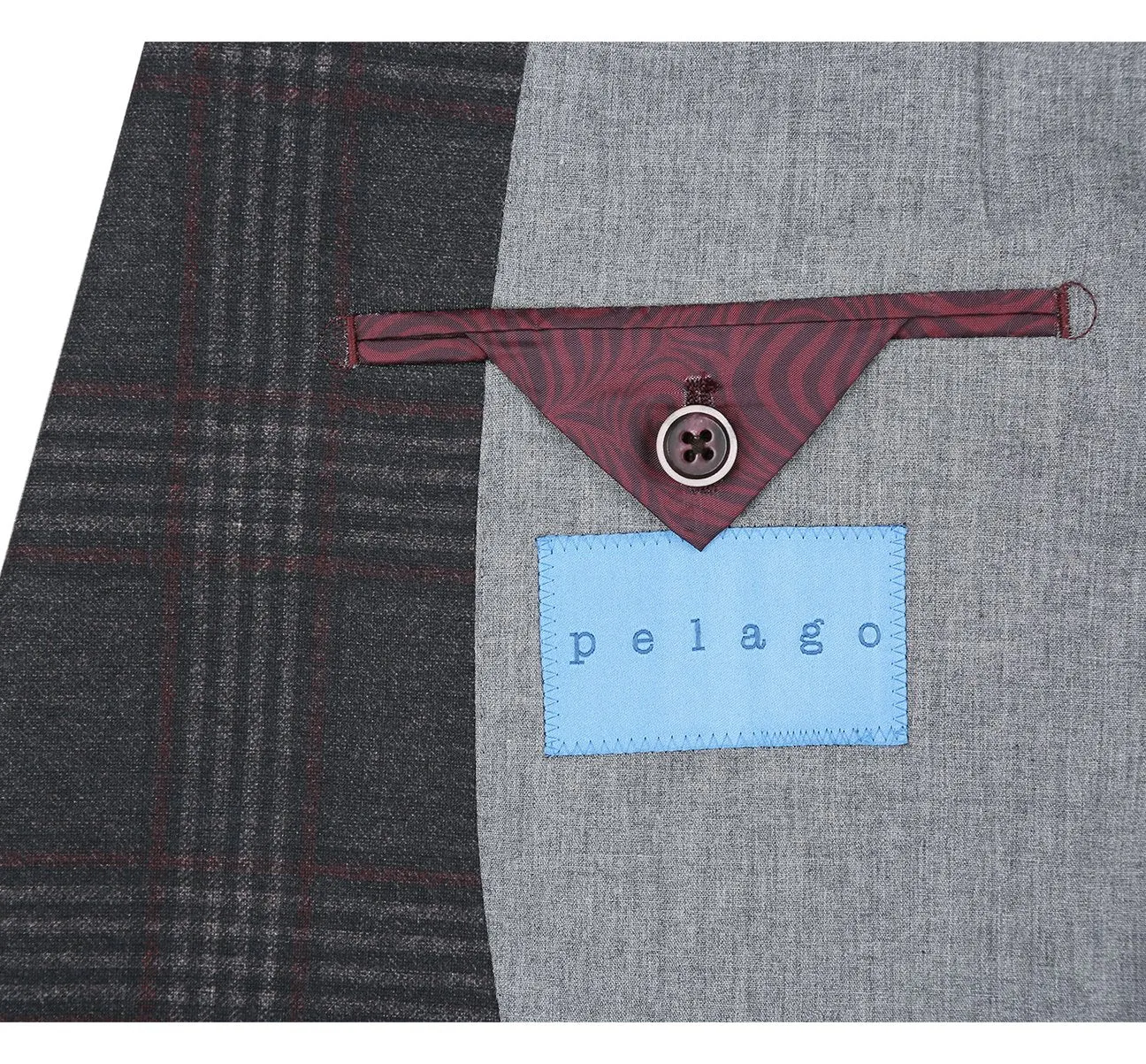 Glow In The Dark Trim Pellagio Dark Grey Blazer Slim Fit Half Canvas Windowpane Sport Coat PF20-10