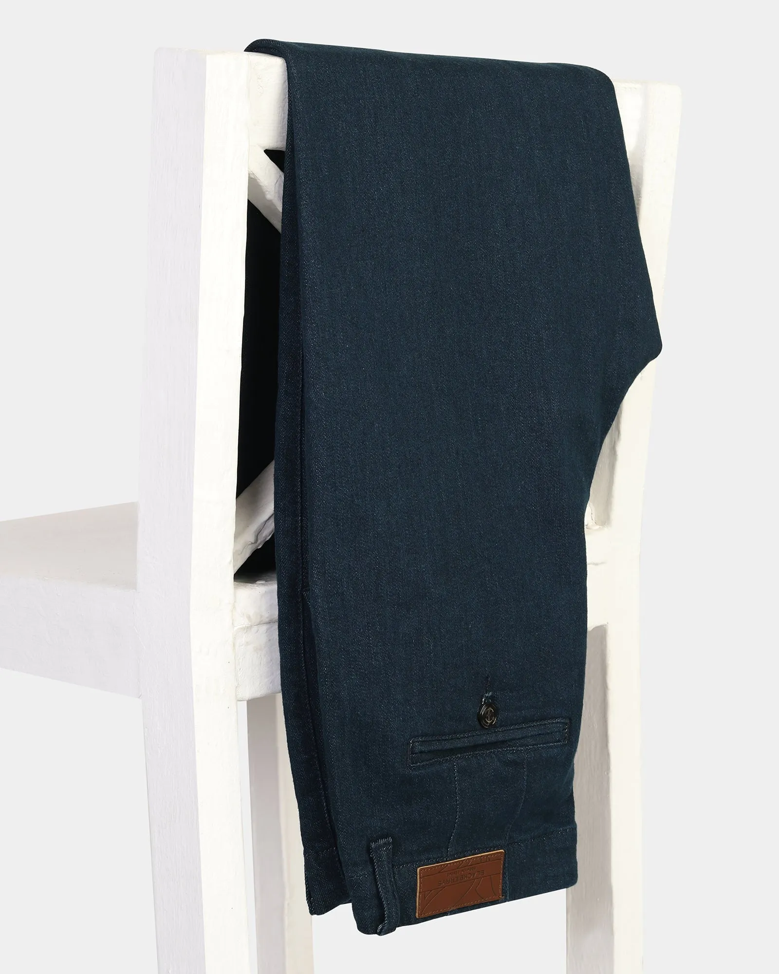 Textured Versatile Shopping Day Street Appeal Super Clean Pleated Comfort Fit Indigo Jeans - Jaron