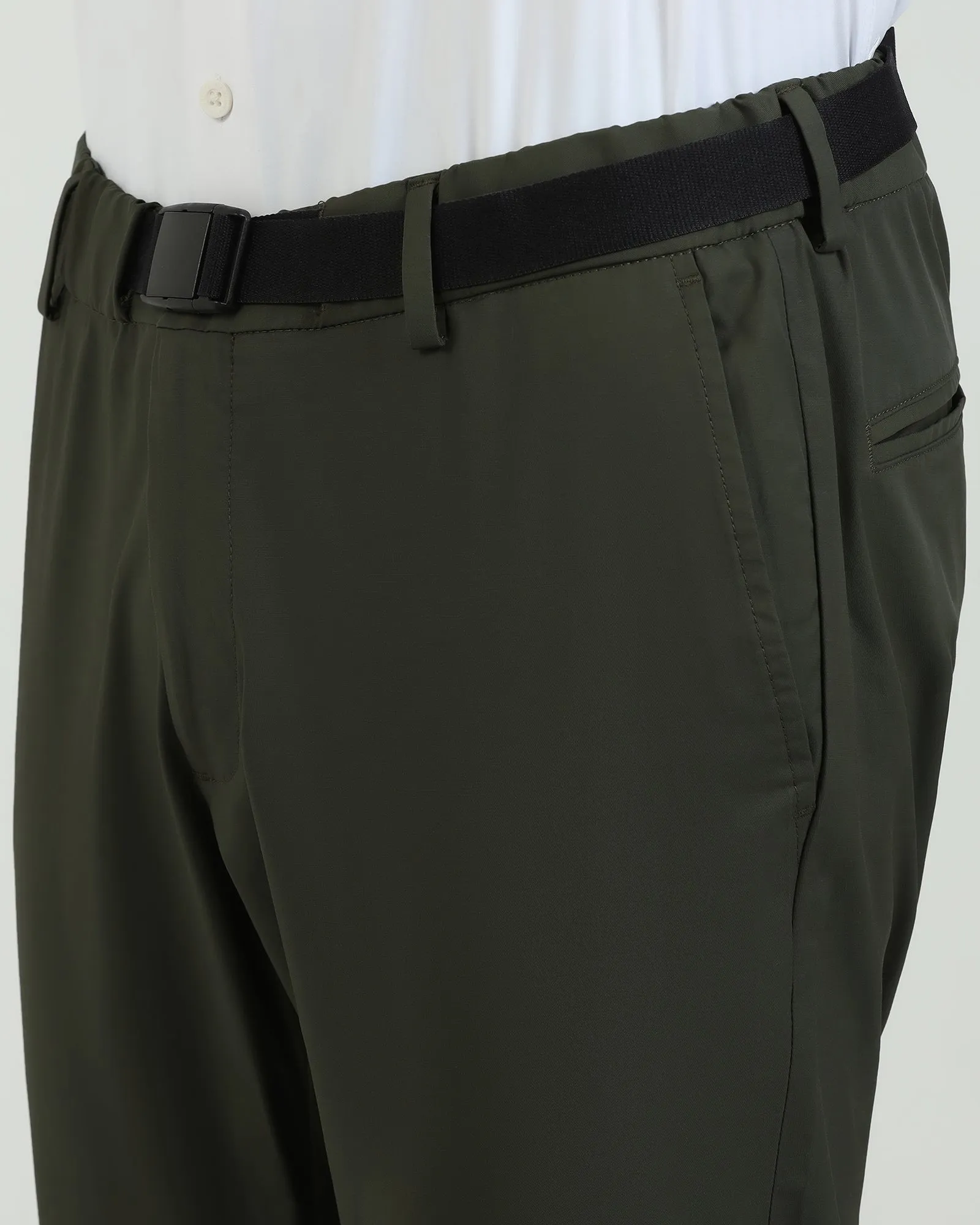 TechPro Slim Fit B-91 Casual Olive Solid Khakis - Kyle Modern Fit