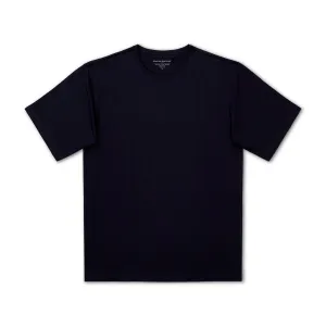 LightweightInsulation DAVID AUGUST PIMA COTTON CREW NECK T-SHIRT IN NAVY