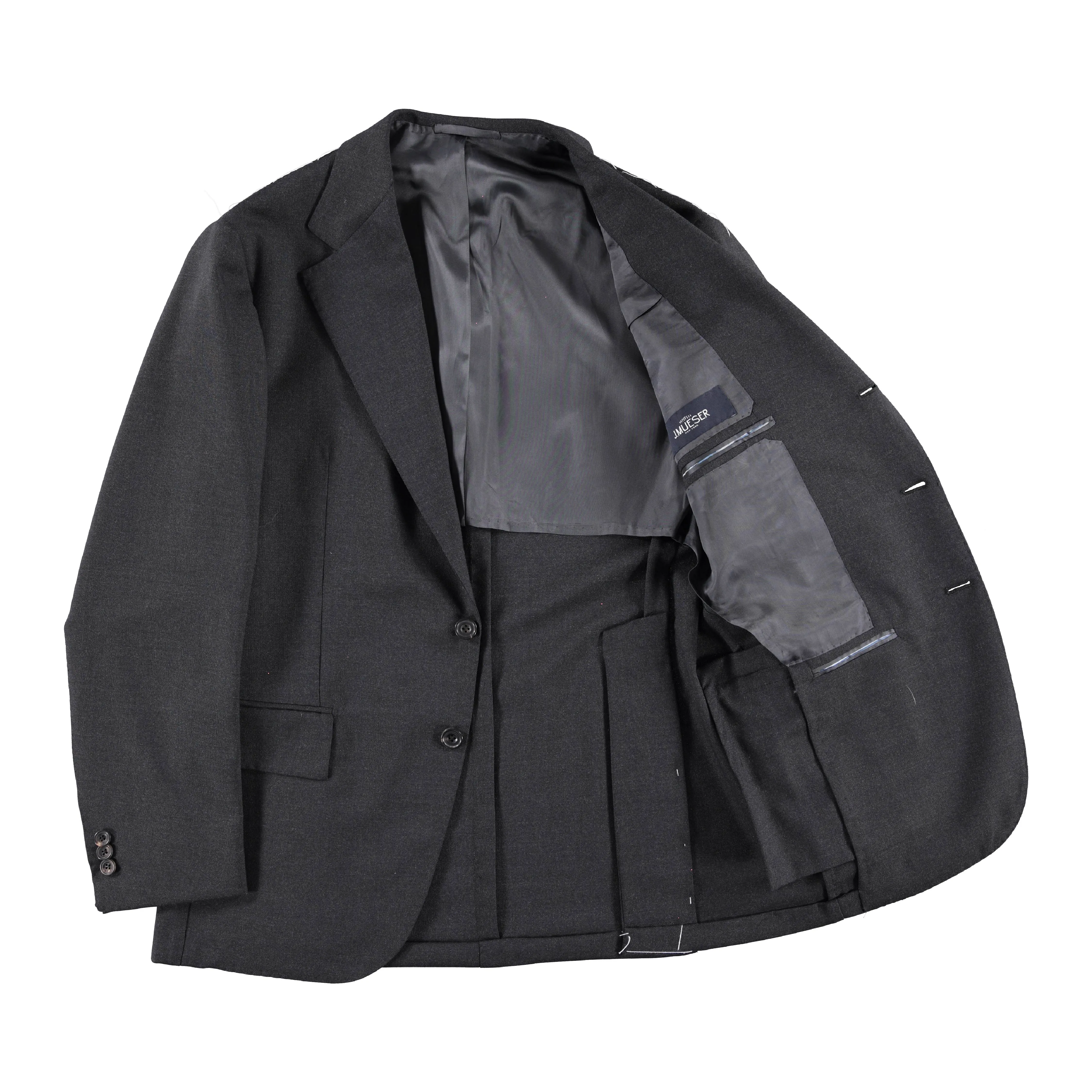 Charcoal High Twist Single Breasted Waverly Suit ReinforcedElbows Reinforced Zippers