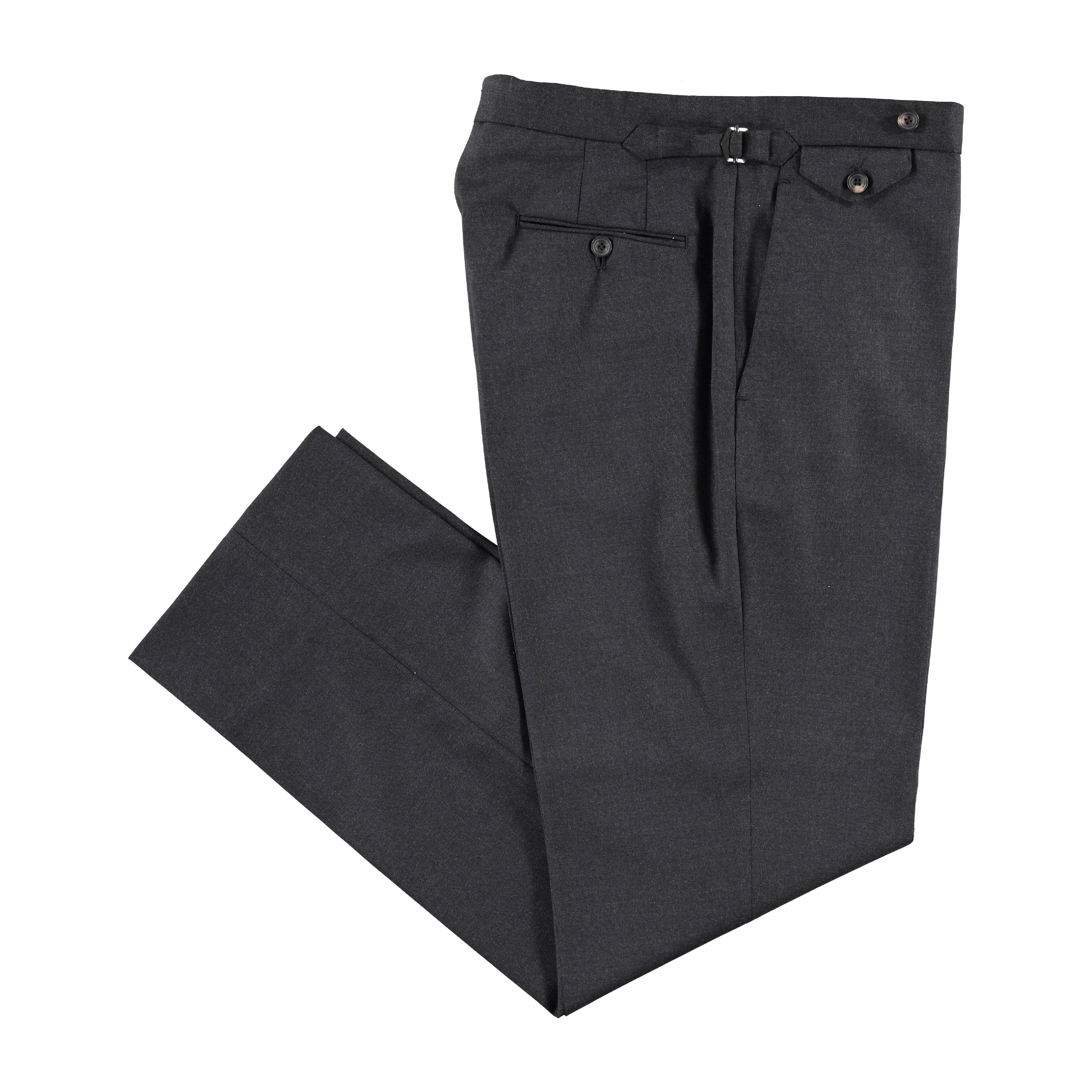 Charcoal High Twist Single Breasted Waverly Suit Stripe Look