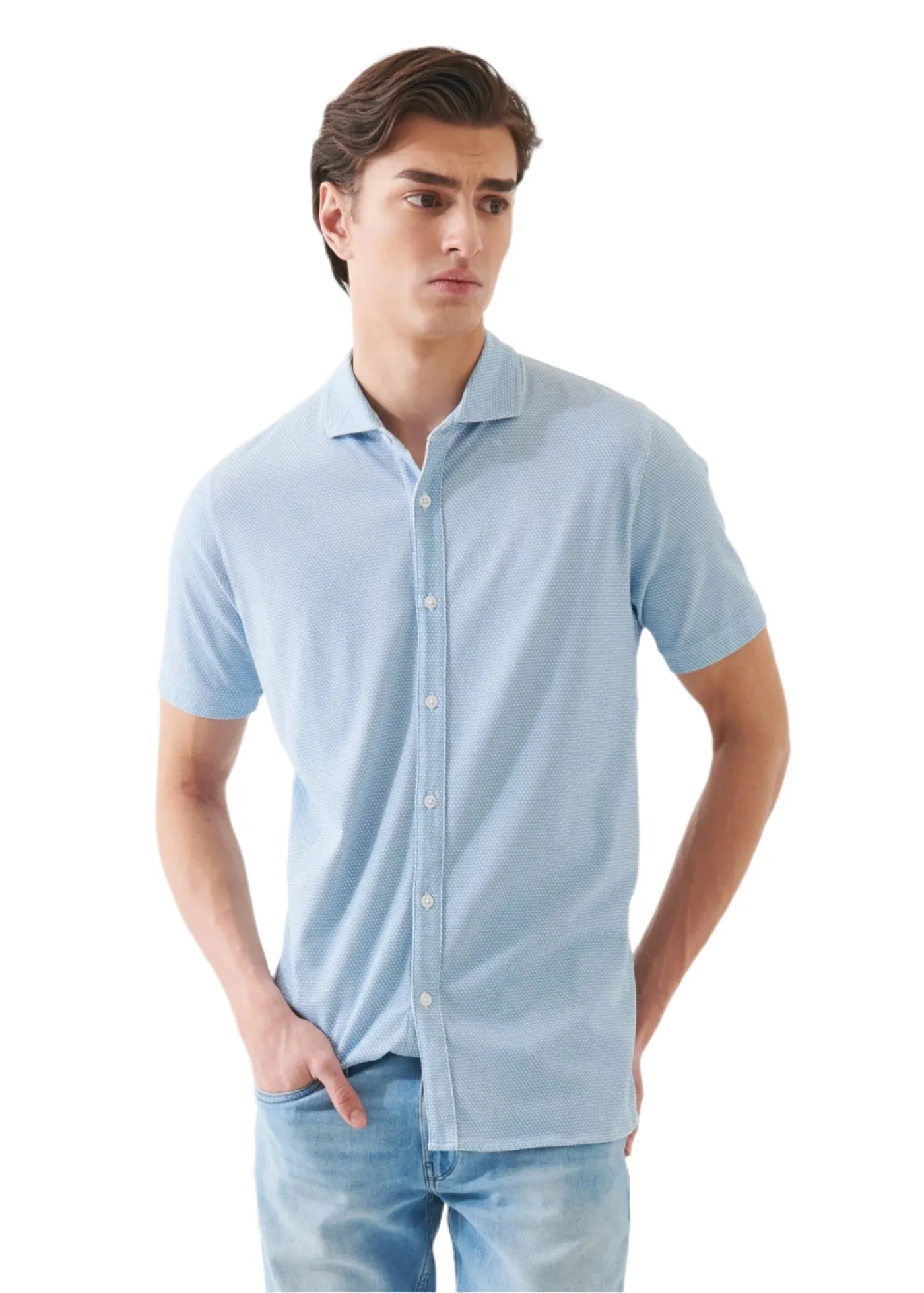 Street Fest Pima Cotton Stretch SS Button Down - Mallorca