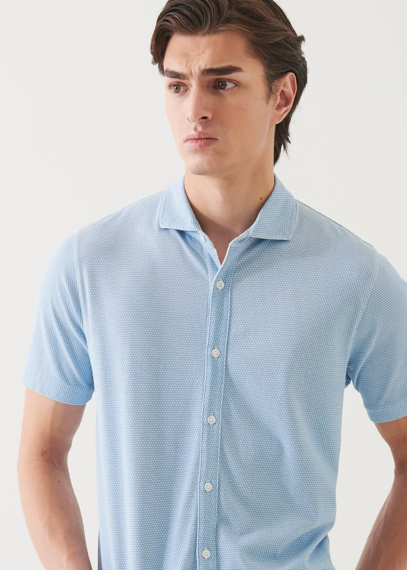 Pima Cotton Stretch SS Button Down - Mallorca Ventilated Back Panels Rich Tone