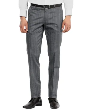 VBC Granite Grey Striped Wool Pants Loose cut