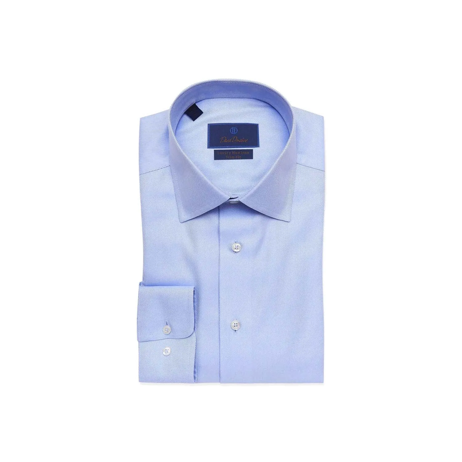 David Donahue Trim Fit Non Iron Dress Shirt in Sky Blue Polished Finish Anniversary Special
