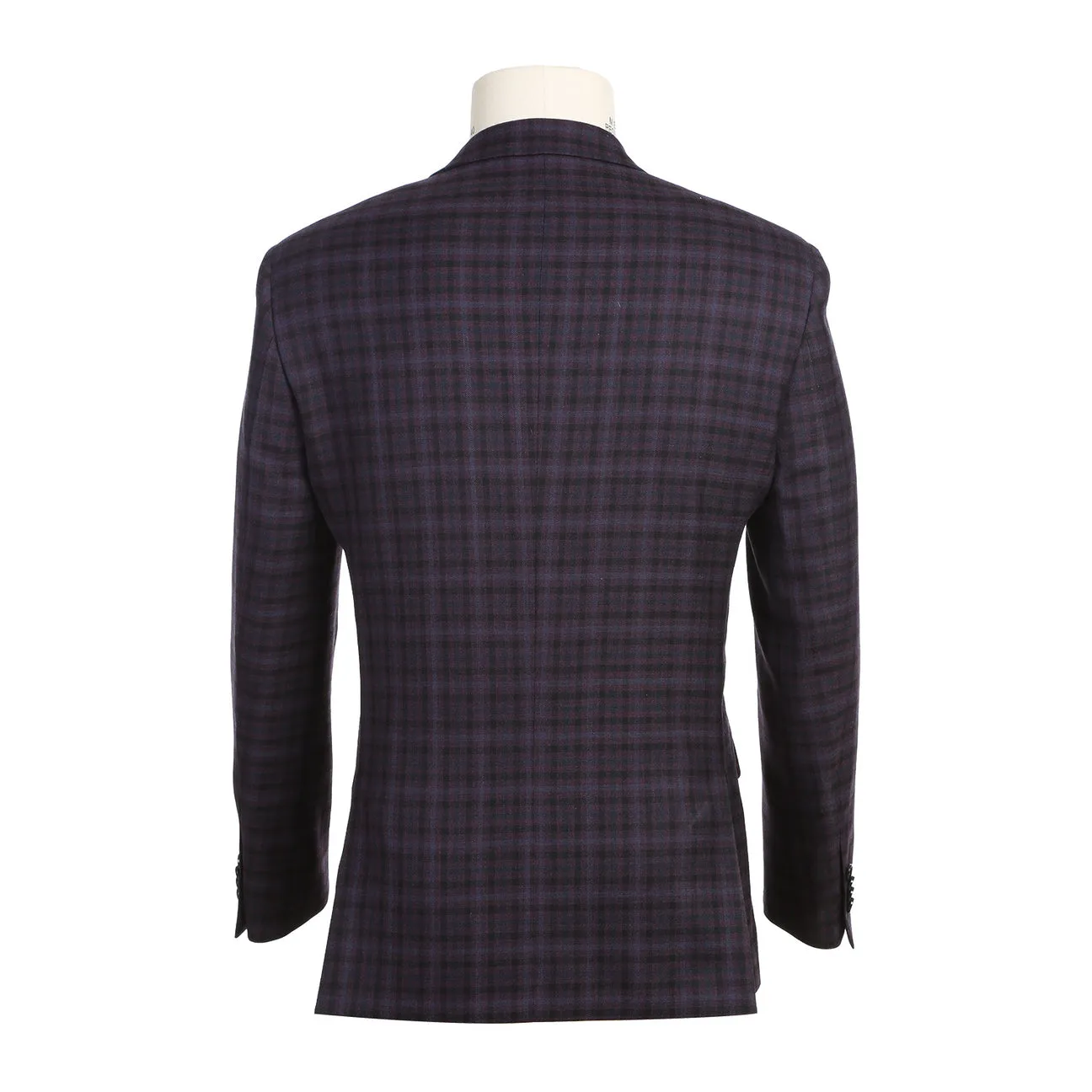 Alessandro Vitello by Renoir Slim Fit Wool Blend Checked Dark Blue Blazer 563-9 SoftshellTexture