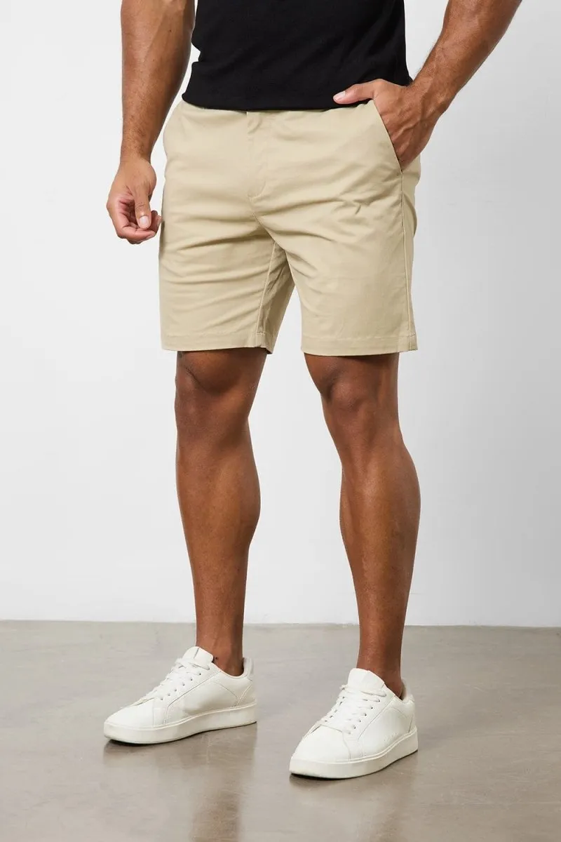 Easy Fit Design artisanal quality Athletic Fit Chino Shorts 7" in Stone