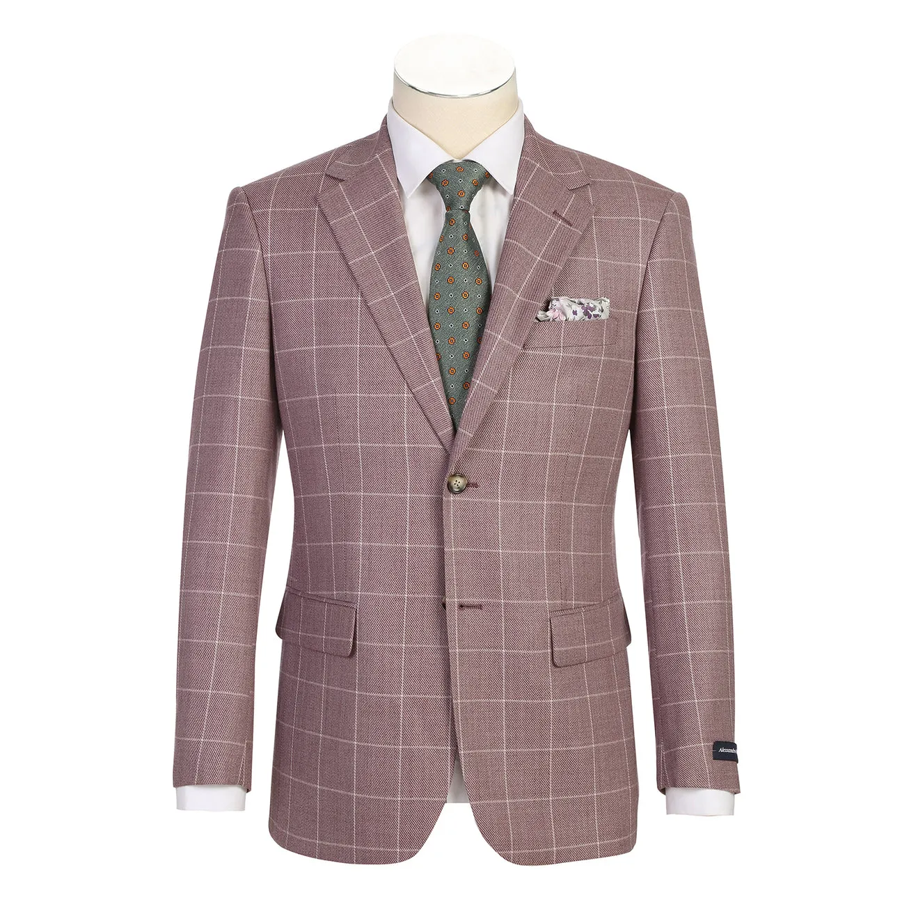 Alessandro Vitello by Renoir New Slim Fit Wool Rose Blazer 565-16 Durable Abrasion Resistant Low Profile Collar Design