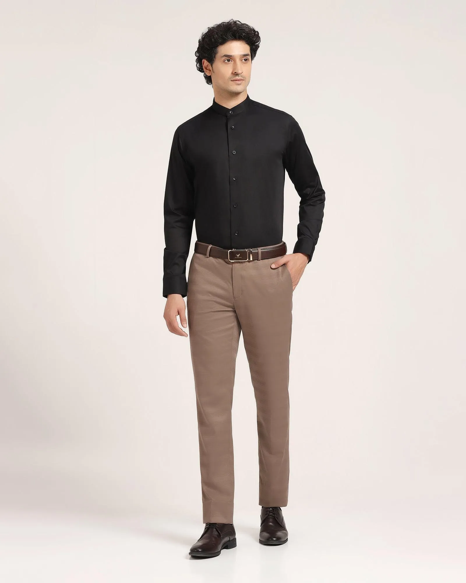 Must Haves Formal Black Solid Shirt - Sailor Double Needle Hemming