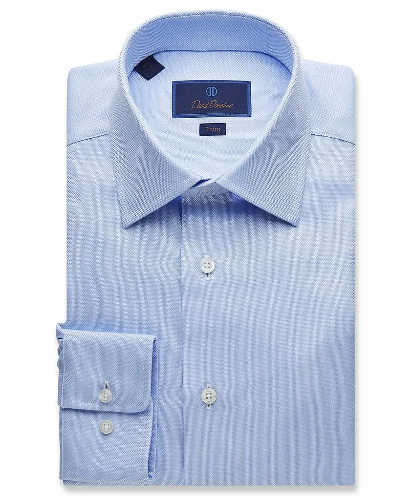 David Donahue Royal Oxford Trim Fit Dress Shirt in Sky Festive Look